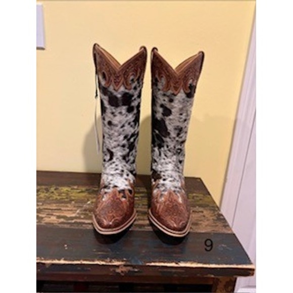 Myra Bag Adelaide Hair On Hide Tooled Leather Western Cowboy Boots Size 9 NWT - Picture 9 of 10